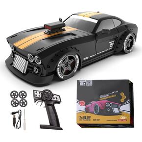 KM3299 RC DRIFT CAR ، 1:32 SCALE عالية السرعة 4WD MINI MINI CONTRAL CONTRING CROFT SPRIFT ، 30 كم/ساعة مع تثبيت الجيرور وأضواء LED 2025 هدية للبالغين (أحمر)