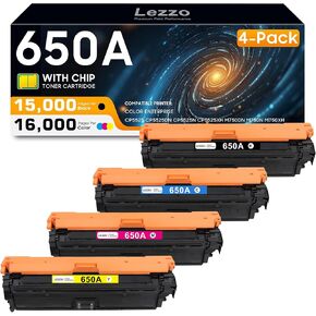 650A Toner Cartridge 4-Pack CE270A CE271A CE272A CE273A Toner Replacement for HP Color Enterprise CP5525 CP5525dn CP5525n CP5525xh M750 M750dn M750n M750xh Printer (Black Cyan Yellow Magenta)