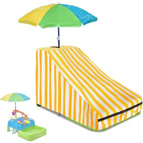 Kids Water Table Cover for Step2 Waterpark Wonders Two-Tier Water Table,Heavy Duty 600D Waterproof Waterproof and Dustproof Toddler Water Play Table Cover,,39" D x 24" W x 32" H,yellow