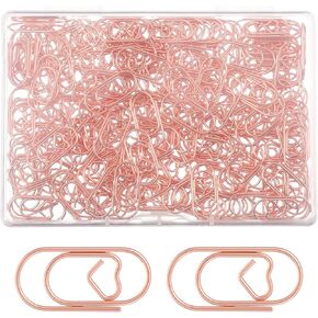 200 Pcs Rose Gold Heart Shaped Paper Clips, Small Cute Paperclip Wedding Invitation Accessories Aesthetic Paper Holder for Office Supplies DIY Home Craft Decorative