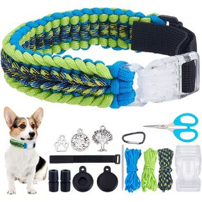 WEBEEDY 6 Sets DIY Cord Dog Collar Kit Make Personalized Pet Collar with 30m Cord,Alloy Pendants,Tool and Instruction for Adult Beginners to Make 3 Dog Collars and 3 Bracelets Pet Lovers Gift
