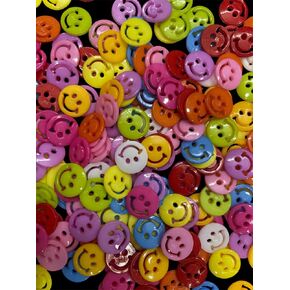 Loty Store Smiley Round Buttons for Sewing 10 Colors for Sewing Children Sweater, Shirt, DIY Craft, Clothing Fasteners Buttons Pack of 50 Pcs (20mm)