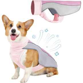 Dog Cooling Vest for Summer, Breathable Mesh Cooling Shirt Jacket for Dogs Summer Heat Relief, Lightweight Cooling Dog Harness Pet Cooler Suit for Outdoor Hiking Walking Hot Weather(Pink M)