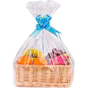Petutu 15 Pack Large Clear Cellophane Gift Bags for Baskets (24"x30") – 2 Mil Thick Basket Wrap for Gift Packaging, Transparent Wrapping for Christmas, Weddings, Baby Showers, Birthdays & More