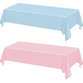 4Pcs Gender Table Cloths - Rectangular Pink and Blue Tablecloths for Gender Reveal Decorations, Boy or Girl Party Supplies, 51 X 86.6 Inch
