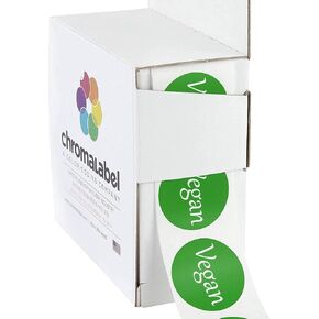 chromalabel 1 بوصة ملصقات دائمة الطعام ، 500 ملصق لكل صندوق موزع ، أخضر ، نباتي