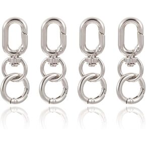 4 Pcs Double Opening Swivel Clasp Clips, Zinc Alloy Key Chain Clips Metal Swivel Spring Snap Hooks Jewelry Clasps for DIY Crafts Lanyards Bags (Silver)