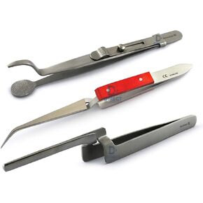 3 Pieces Soldering Jewelers Tools Kit Jewelry Making Supplies Repairing Ring Holder Head Shank Pad Cross Locking Tweezers