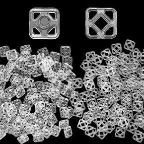 100 Sets Clear Snaps for Sewing 7x7mm Plastic Press Poppers Button, Small Square Fasteners Transparent Color Invisible Snapin Studs Accessories Fitting for Sewing On Clothes Clothing Garment Fabric
