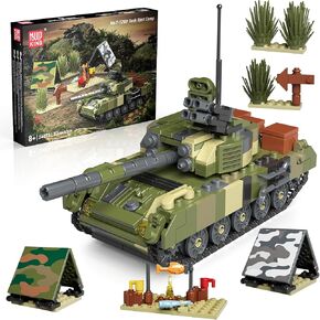 Mould King Tank Building Set, Military Tank Model with Tents, Green Plants, and Picnic Accessories, 24073 Army Camp Blocks Kits, Creative STEM Toy for Boys 8+ and Adults (513 pcs)