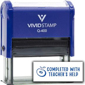Vivid Stamp Completed with Teacher's Help Stamps for Grading Self-Inking Rubber Stamps (Red Ink) - Q-300