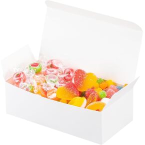 UnicoPak 20 Pack 1/2 Lb. Candy Boxes, Food Grade White Small Gift Boxes for Fudge Candy Chocolate Treat Goodie, Ideal for Birthday Christmas Party Homemade Business, 5 1/2 x 2 3/4 x 1 3/4"
