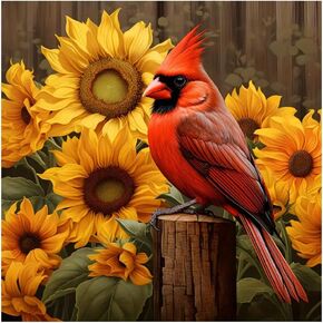 SJUTOUCI Cardinal Diamond Art Painting Kits for Adults, Diamond Art Kits for Beginners, 5D DIY Full Drill Gem Craft for Home Decor Gift 12x12 inch/30x30cm, Animal