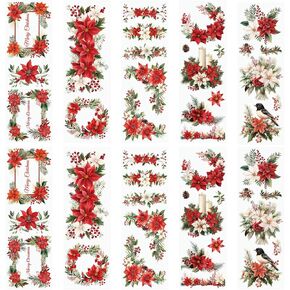 WANDIC 10PCS Merry Christmas Furniture Rub On Transfer Sticker, Winter Snowman Transfer Decals Vintage Festival Decals for DIY Scrapbooking Photo Albums Window Gift Tags