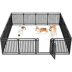 New Thickened Version Dog Playpen, 32 Inch Dog Fences for The Yard, Portable Outdoor Dog Playpen for Large/Medium/Small Dogs, Foldable Metal Dog playpen, with Doors (16 Panels)