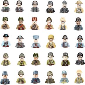 WW2 Soldier Minfigures Toy, 30Pcs Military Figures American German Army Battle Playset, World War 2 Minifigures Building Block Military Weapons Gift for Kids