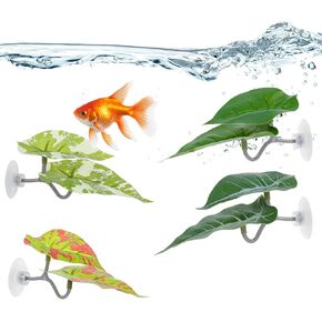 4Pcs Betta Leaf Hammock, Green Betta Fish Tank Accessories for Beta Resting and Aquarium Decor（4.3x2x2 inch）