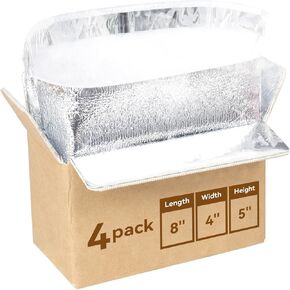 Insulated Shipping Box with Aluminum Foil Liner, 4 Pack Cold Shipping Boxes with Aluminum Foil Insulated Bag, 11x6x7" Insulated Boxes for Cold Shipping, Frozen Food