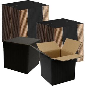 80 Pcs Shipping Boxes Black Corrugated Cardboard Packing Boxes for Packaging, Mailing, and Moving Small Business Storage (4x4x4 Inch)