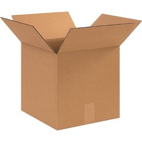 Flat Corrugated Cardboard Box 8" L x 8" W x 8" H, Kraft, for Shipping, Packing (Pack of 15)