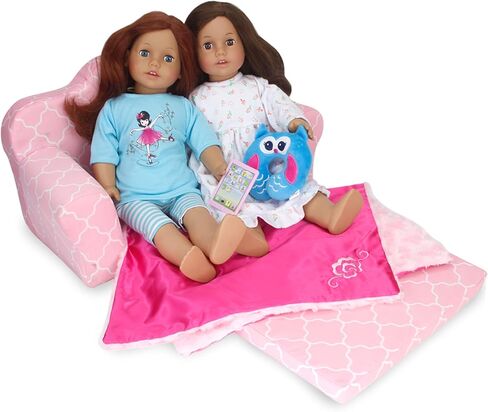 Sophia's 18" Doll Purple with White Quatrefoil Print Pull-Out Sleeper Sofa for Two in Saudi Arabia