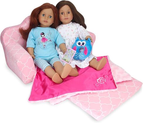 Sophia's 18" Doll Purple with White Quatrefoil Print Pull-Out Sleeper Sofa for Two in Saudi Arabia