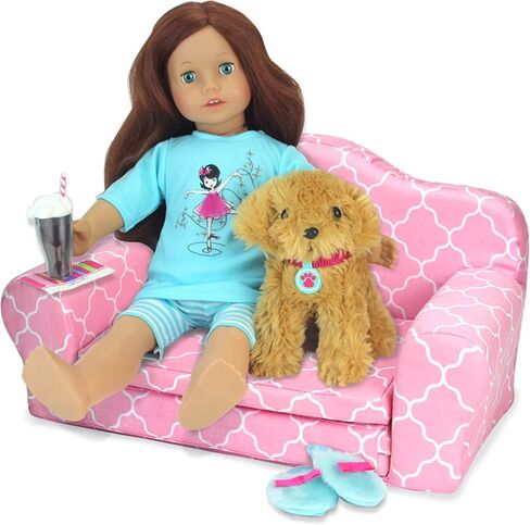 Sophia's 18" Doll Purple with White Quatrefoil Print Pull-Out Sleeper Sofa for Two in Saudi Arabia