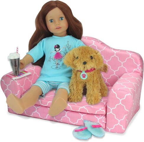 Sophia's 18" Doll Purple with White Quatrefoil Print Pull-Out Sleeper Sofa for Two in Saudi Arabia
