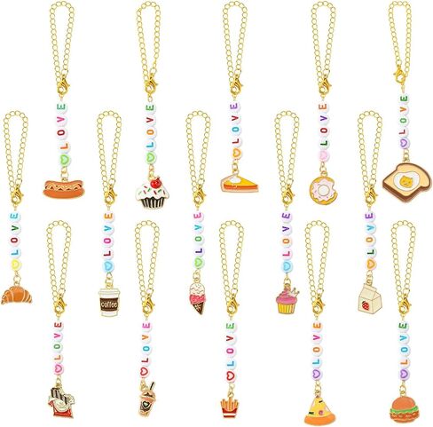 Stiesy 12 pcs سحر كوب المياه مجموعات سحر الفاكهة المينا مع حبات الاكريليك الحب القلادة اسم رسالة ماء زجاجة مقبض ديكور in Kuwait