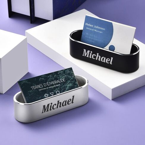 Custom Business Card Holder for Desk, Personalized Business Card stand for Office, Table top Case Credit Card ID Case fot Men & Women (Black) in Kuwait