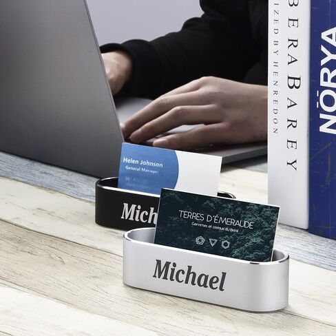 Custom Business Card Holder for Desk, Personalized Business Card stand for Office, Table top Case Credit Card ID Case fot Men & Women (Black) in Kuwait