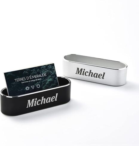 Custom Business Card Holder for Desk, Personalized Business Card stand for Office, Table top Case Credit Card ID Case fot Men & Women (Black) in Kuwait