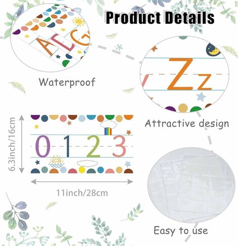 12PCS Alphabet Bulletin Board Strips Alphabet and Number Lines ABC Sean Animal Arted Abphabet Poster for Preschool Riviserten Bedroom Playroom Playroom Class Class Decoration in Kuwait