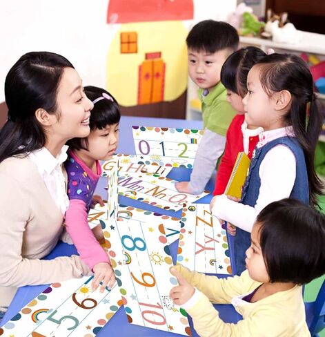 12PCS Alphabet Bulletin Board Strips Alphabet and Number Lines ABC Sean Animal Arted Abphabet Poster for Preschool Riviserten Bedroom Playroom Playroom Class Class Decoration in Kuwait