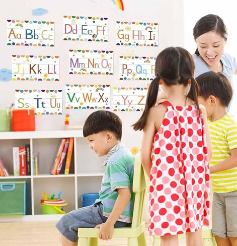 12PCS Alphabet Bulletin Board Strips Alphabet and Number Lines ABC Sean Animal Arted Abphabet Poster for Preschool Riviserten Bedroom Playroom Playroom Class Class Decoration in Kuwait