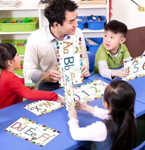 12PCS Alphabet Bulletin Board Strips Alphabet and Number Lines ABC Sean Animal Arted Abphabet Poster for Preschool Riviserten Bedroom Playroom Playroom Class Class Decoration in Kuwait