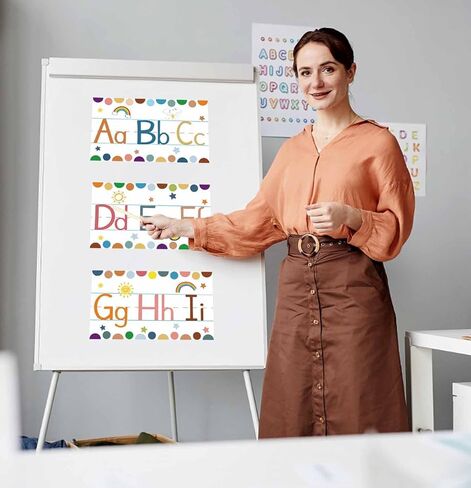 12PCS Alphabet Bulletin Board Strips Alphabet and Number Lines ABC Sean Animal Arted Abphabet Poster for Preschool Riviserten Bedroom Playroom Playroom Class Class Decoration in Kuwait