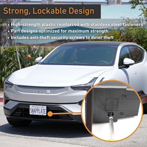 Polestar 2 No-Drill License Plate Holder, Front License Plate Mounting Kit, No Adhesives, Removable, License Frame - Fast, Easy, Grille-Safe - SnapPlate® Made in USA (Fits Polestar 2 2020-2024+ Only) in Saudi Arabia