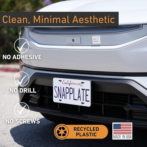 Polestar 2 No-Drill License Plate Holder, Front License Plate Mounting Kit, No Adhesives, Removable, License Frame - Fast, Easy, Grille-Safe - SnapPlate® Made in USA (Fits Polestar 2 2020-2024+ Only) in Saudi Arabia