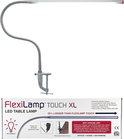 Americanails FlexiLamp Touch XL - LED Table Desk Lamp - Removable Clamp - Adjustable Lighting for Nail Stations - Manicure Table Light - Flexible Arm – 3 Brightness Levels - Touch Sensor - 400 Lumens in Saudi Arabia