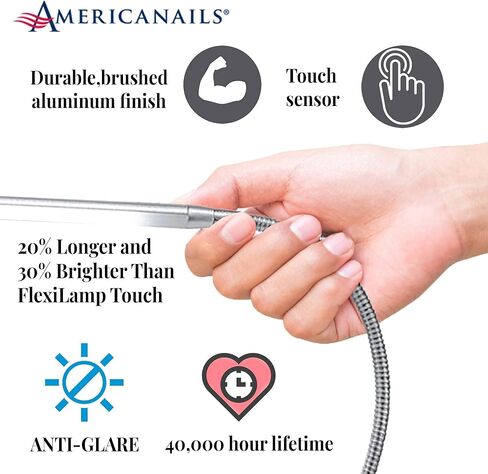 Americanails FlexiLamp Touch XL - LED Table Desk Lamp - Removable Clamp - Adjustable Lighting for Nail Stations - Manicure Table Light - Flexible Arm – 3 Brightness Levels - Touch Sensor - 400 Lumens in Saudi Arabia