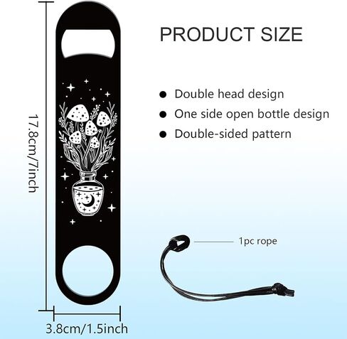 GLOBLELAND 7inch Lunar Phase and Mushrooms Art Stainless Steel Bottle Opener with PU Cord Beer Bottle Opener Flat Bottle Opener Heavy Duty Bar Bartender Opener for Home Kitchen Bar in Saudi Arabia