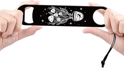 GLOBLELAND 7inch Lunar Phase and Mushrooms Art Stainless Steel Bottle Opener with PU Cord Beer Bottle Opener Flat Bottle Opener Heavy Duty Bar Bartender Opener for Home Kitchen Bar in Saudi Arabia