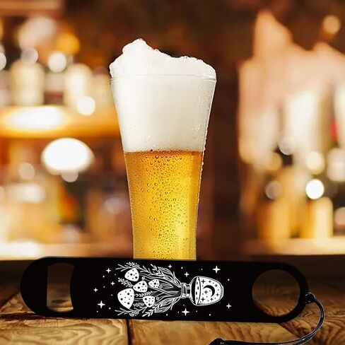 GLOBLELAND 7inch Lunar Phase and Mushrooms Art Stainless Steel Bottle Opener with PU Cord Beer Bottle Opener Flat Bottle Opener Heavy Duty Bar Bartender Opener for Home Kitchen Bar in Saudi Arabia