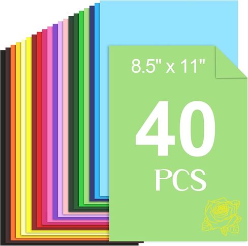 40 Sheets Colored Cardstock - 20 Assorted Colors 8.5"x11" Cardstock Paper, 180gsm/65 lb Colorful Card Stock Paper for Crafting, Printing, DIY Card Making, Scrapbooking, Die Cutting, Party Decorations in Saudi Arabia