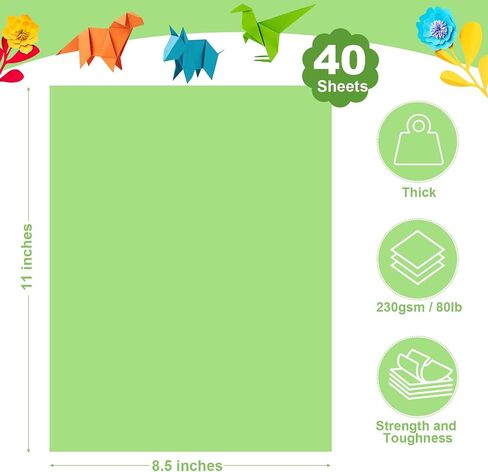 40 Sheets Colored Cardstock - 20 Assorted Colors 8.5"x11" Cardstock Paper, 180gsm/65 lb Colorful Card Stock Paper for Crafting, Printing, DIY Card Making, Scrapbooking, Die Cutting, Party Decorations in Saudi Arabia