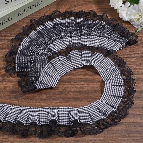 Gorgecraft 5yds Red Gingham gingham plate متشفقة تقليم 2.5 بوصة من الأورجانزا تجمع التفتيت المنقوشة المنسوجة المنسوجة من النسيج المطرز شبكة تشذيب التزوير DIY زينة لباس الخياطة DIY in Saudi Arabia