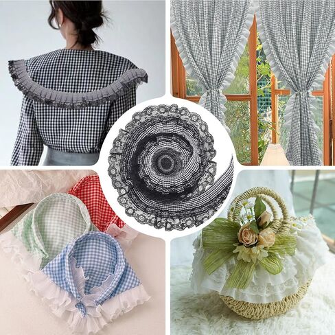 Gorgecraft 5yds Red Gingham gingham plate متشفقة تقليم 2.5 بوصة من الأورجانزا تجمع التفتيت المنقوشة المنسوجة المنسوجة من النسيج المطرز شبكة تشذيب التزوير DIY زينة لباس الخياطة DIY in Saudi Arabia