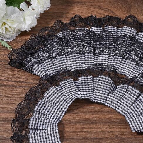 Gorgecraft 5yds Red Gingham gingham plate متشفقة تقليم 2.5 بوصة من الأورجانزا تجمع التفتيت المنقوشة المنسوجة المنسوجة من النسيج المطرز شبكة تشذيب التزوير DIY زينة لباس الخياطة DIY in Saudi Arabia