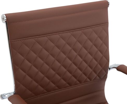 VESCASA Office Guest Chairs with Rhombic Grid Design Back, Faux Leather Reception Chairs with Arms for Meeting/Waiting/Conference Room with Chrome Metal Sled Base, Set of 2, Coffee in Kuwait